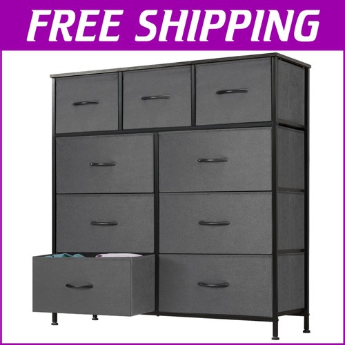 Drawer grey fabric dresser - fabric,